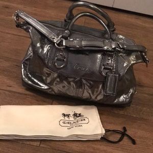 Metallic Silver Coach Bag